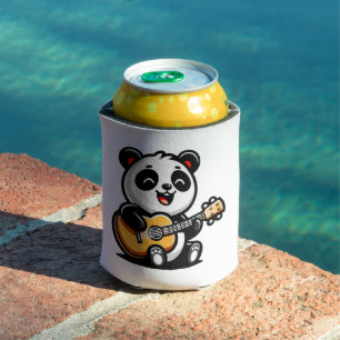 Porta-lata Feliz Guitarista Panda - Design de Música Acústica