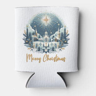 Porta-lata Feliz Natal azul e ouro Cooler