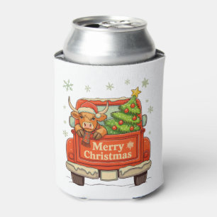 Porta-lata Feliz Natal Caminhão Vaca Highland Árvore Aconcheg