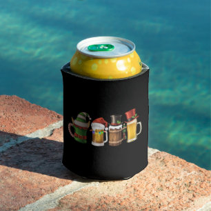 Porta-lata Feliz Natal Cervejas Bebendo Papai Noel Amante da
