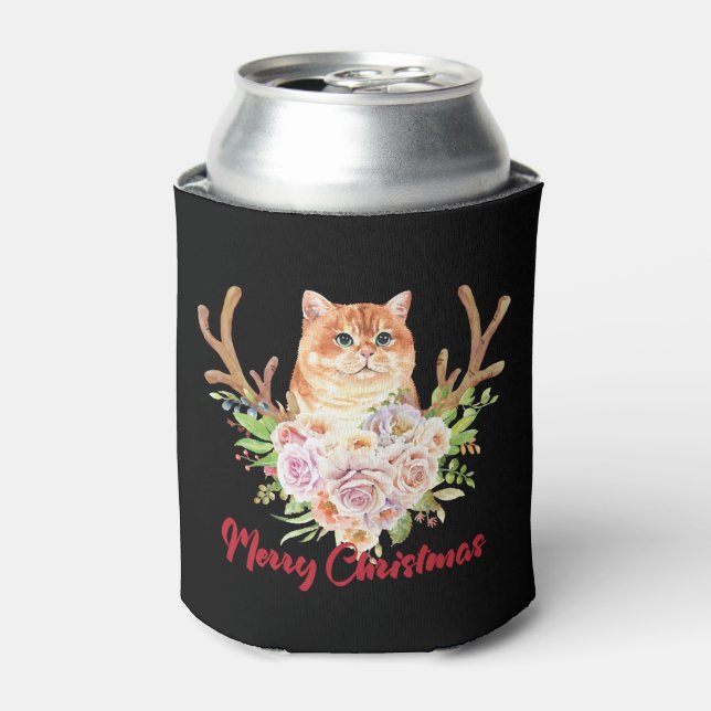 Porta-lata Feliz Natal e Gato (Can Front)