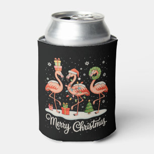 Porta-lata Feliz Natal Flamingo Luzes de Natal Chapéu de Papa
