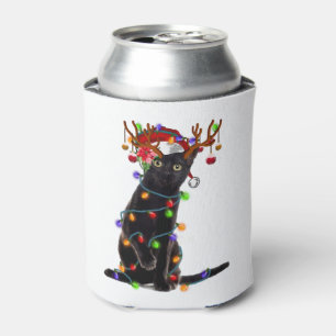Porta-lata Feliz Natal Negro Gato Leve Feliz de Natal