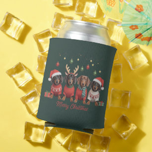 Porta-lata Feliz Natal Papai Noel Rena Dachshund Salsicha