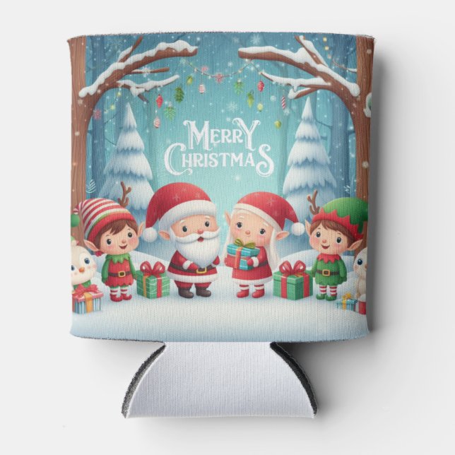 Porta-lata Feliz Natal/papais noeis/elfos neve (Frente)