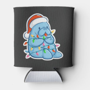Porta-lata Feliz Natal Peixe-boi do Mar Vaca de Natal Chapéu