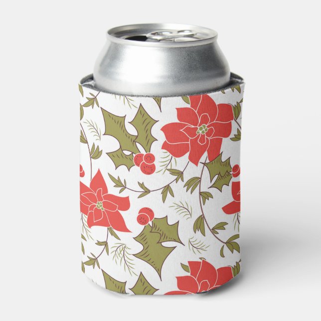 Porta-lata Feliz Natal Pinsettia Verde Euon (Can Front)