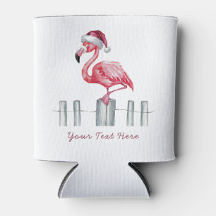 Porta-lata Feliz Natal Rosa Flamingo Personalizado