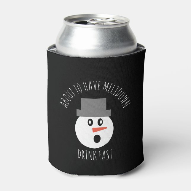 Porta-lata Feliz Natal Snowman Meltdown Beer (Can Front)