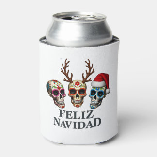 Porta-lata Feliz Navidad Açúcares Crânios Rena Papai Noel Mex