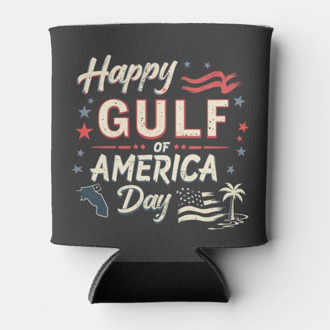 Porta-lata Feliz Patriótico Funny do Golfo da América (Frente)