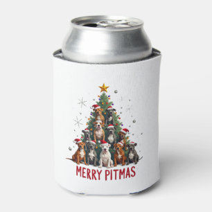 Porta-lata Feliz Pitmas Pitbull Cão Suéter Feio de Natal Tr