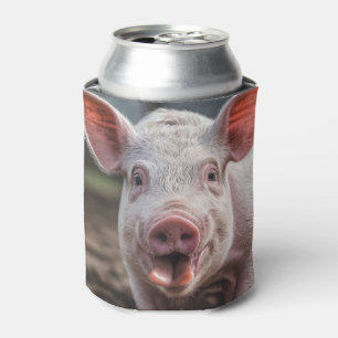 Porta-lata Feliz Porco de Língua Branca,
