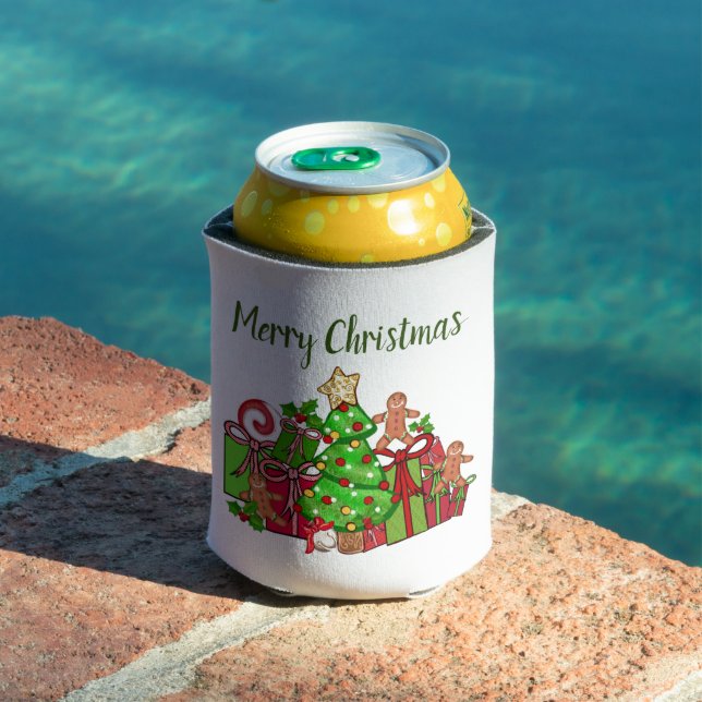 Porta-lata Feliz Presente De Natal Em Torno Da Árvore (Piscina in situ)