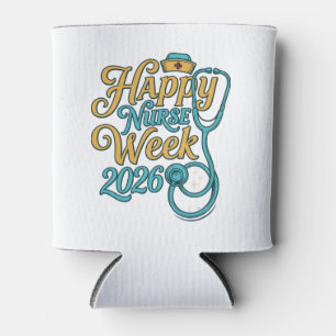 Porta-lata Feliz Semana das Enfermeiras 2026 Design de Camisa