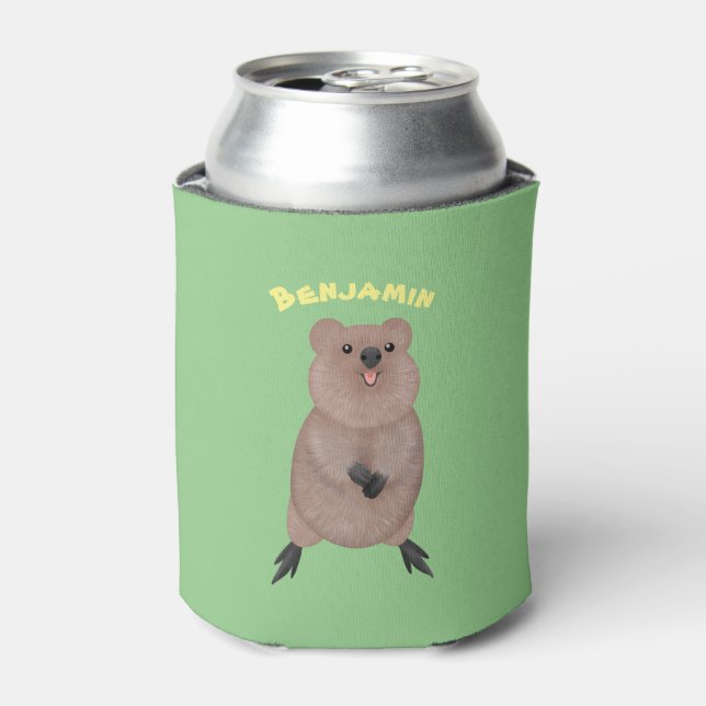 Porta-lata Feliz sorriso, design de desenho animado de quokka (Can Front)
