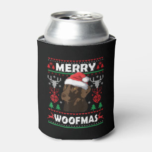 Porta-lata Feliz Woofmas Chocolate de Natal Labrador