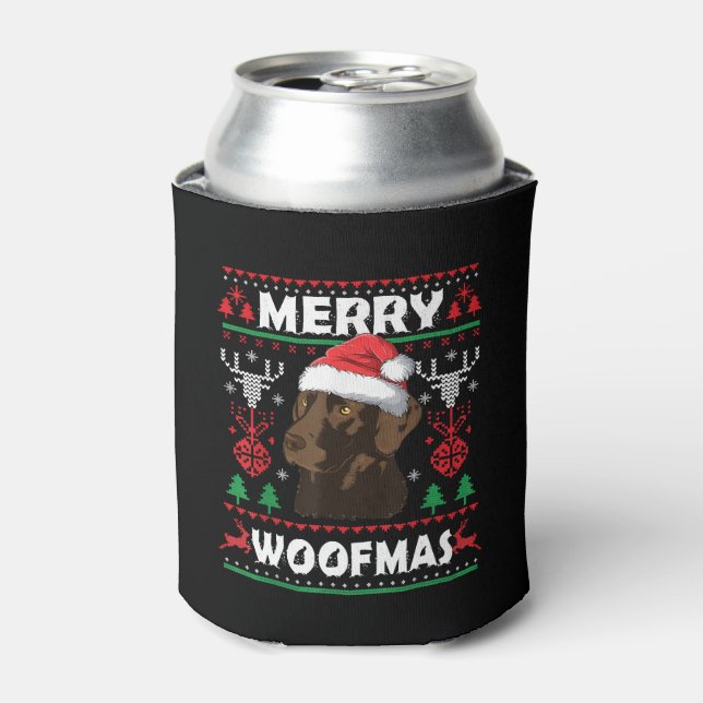 Porta-lata Feliz Woofmas Chocolate de Natal Labrador (Can Front)