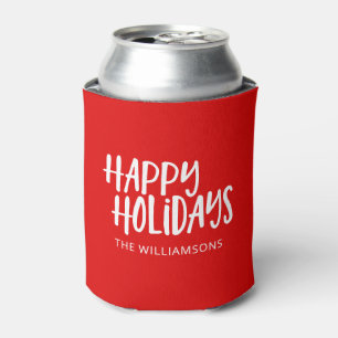 Porta-lata Felizes Festas Personalizado Vermelho Natal