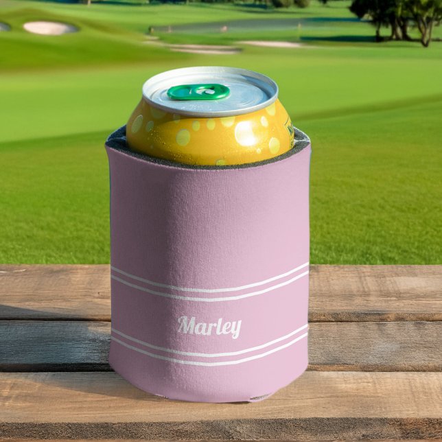 Porta-lata Feminine Pink Modern Minimal Personalized Name (Feminine Pink Modern Minimal Personalized Name Can Cooler)