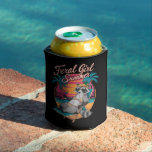 Porta-lata Feral Girl Summer Beach Funny Raccoon<br><div class="desc">Feral Girl Summer Beach Funny Raccoon</div>