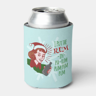 Porta-lata Feriado retro do bebendo da mulher do rum do Natal