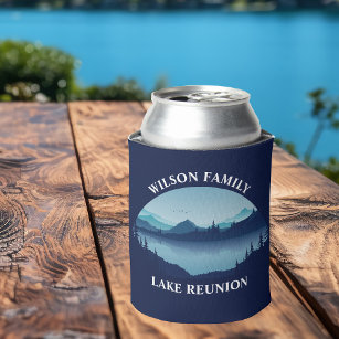 Porta-lata Férias Azul no Lago da Reunião Familiar Personaliz