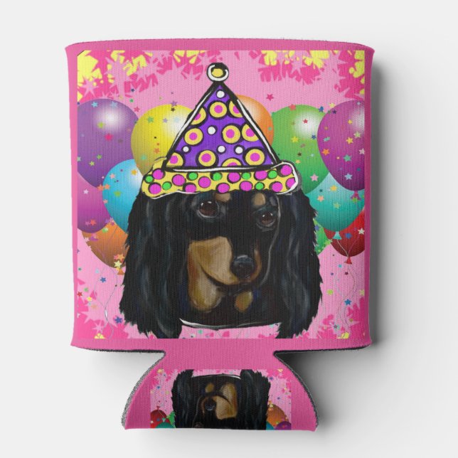 Porta-lata Festa Cachorro Preto de Cabelo Longo (Traseira)