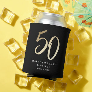 Porta-lata Festa de 50 anos de Tipo Dourado Minimalista Moder
