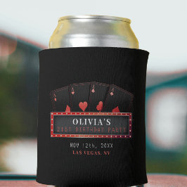 Porta-lata Festa de Aniversário de 21 Anos Poker Aces Vermelh