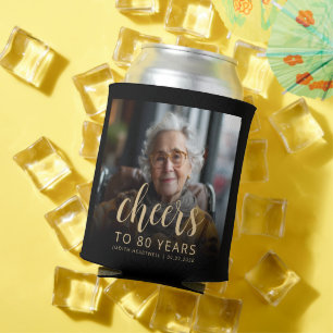 Porta-lata Festa de Aniversário de 80 Anos com Foto Personali