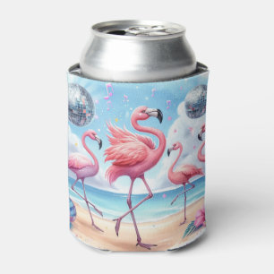 Porta-lata Festa de Aniversário de Flamingo na Praia