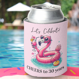 Porta-lata Festa de Aniversário de Verão com Flamingo Rosa