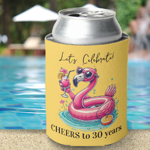 Porta-lata Festa de Aniversário de Verão com Flamingo Rosa