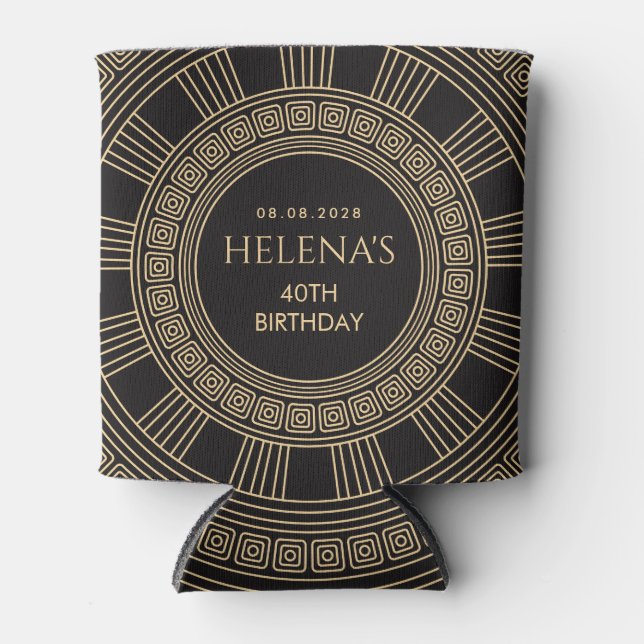 Porta-lata Festa de aniversário grega com cores PERSONALIZADA (Frente)