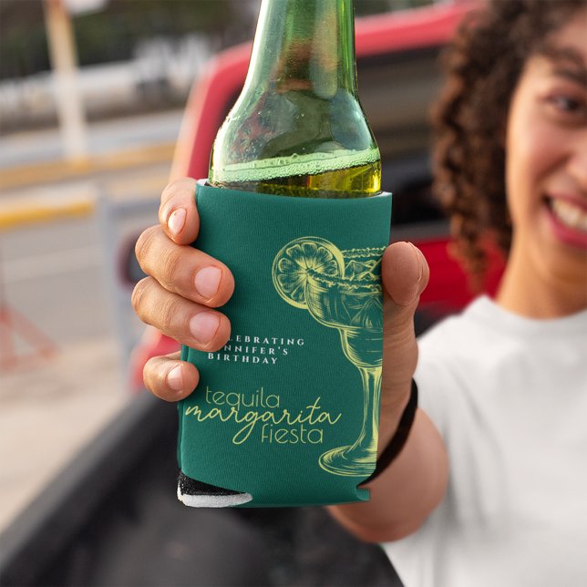 Porta-lata Festa de aniversário Margarita Fiesta Verde Modern (Criador carregado)