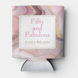 Porta-lata festa de aniversário rosa com brilho Dourado