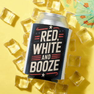 Porta-lata Festa de Bebidas do Dia 4 de Julho   Vermelho Bran