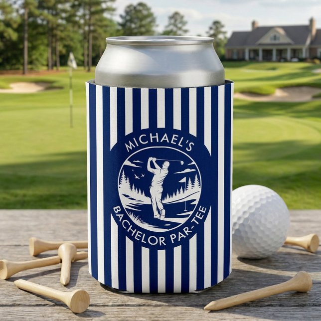 Porta-lata Festa de Despedida de Solteiro de Golfe Azul e Bra (Criador carregado)