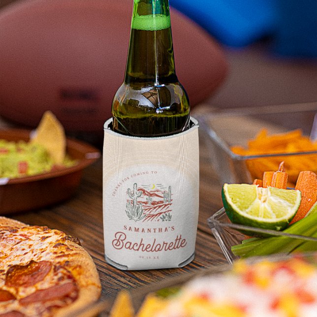 Porta-lata Festa de Despedida no Deserto Ocidental Retro | (Criador carregado)