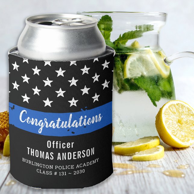 Porta-lata Festa de formatura de aposentadoria fina linha azu (Criador carregado)