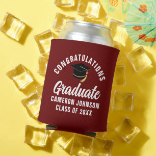 Porta-lata Festa de Formatura Vermelha Escura Personalizada 2