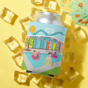 Porta-lata Festa de Piscina Flamingo, Rosa-Gay, Personalizáve