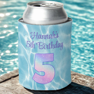 Porta-lata Festa de piscina para crianças Aniversário de 5 an