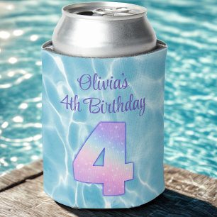 Porta-lata Festa de piscina para crianças Verão 4º aniversári