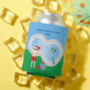 Porta-lata Festa de Piscina Personalizada e Bonita do Pai Nat