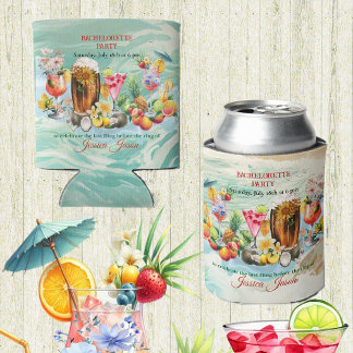 Porta-lata Festa de solteira de Frutas Tropicais de Praia