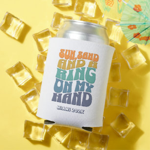 Porta-lata Festa de solteira de praia Groovy Retro Beach Brid