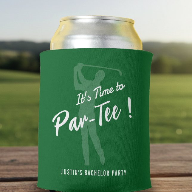 Porta-lata Festa de Solteiro de Golfe É Hora de Par-Tee (Criador carregado)