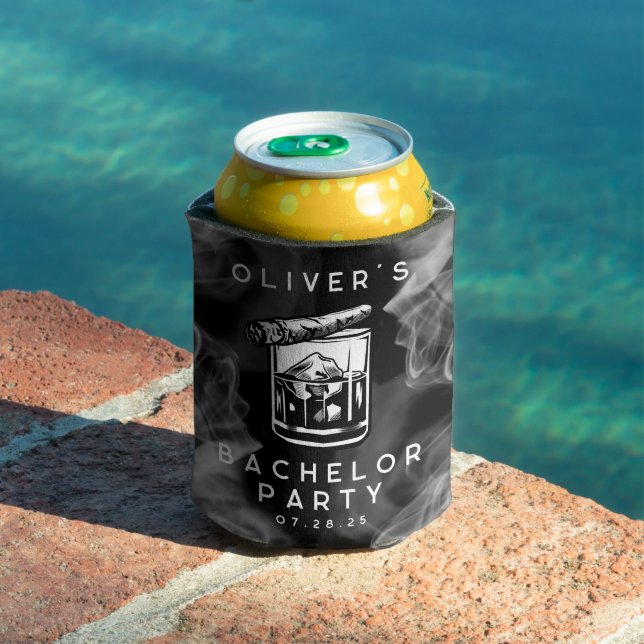 Porta-lata Festa de Solteiro Moderna Charutos e Whisky Preto  (Piscina in situ)